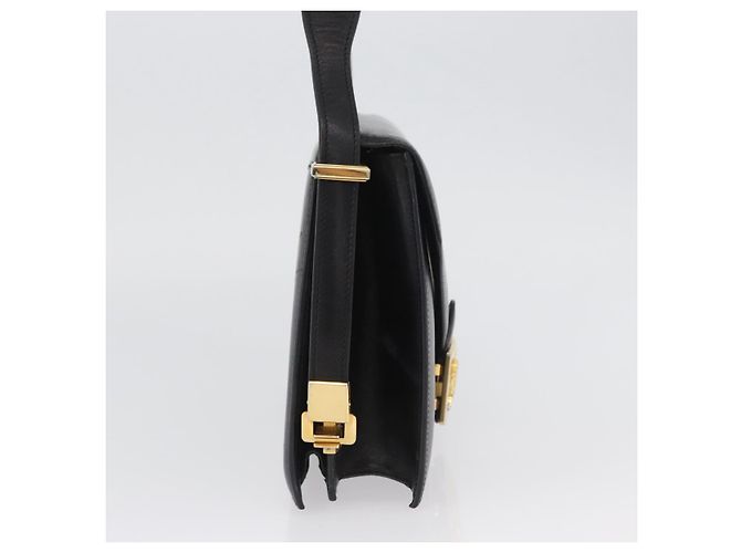 Borsa a spalla CÉLINE Carrozza in pelle nera e oro Auth BSZ366 Nero D'oro - vista 5