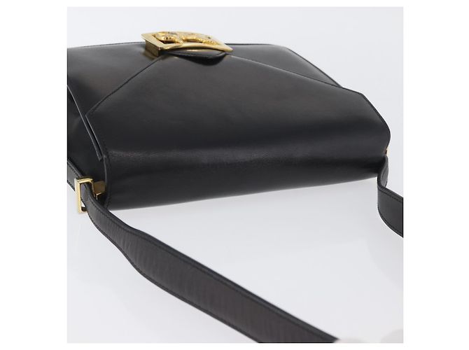 Borsa a spalla CÉLINE Carrozza in pelle nera e oro Auth BSZ366 Nero D'oro - vista 6