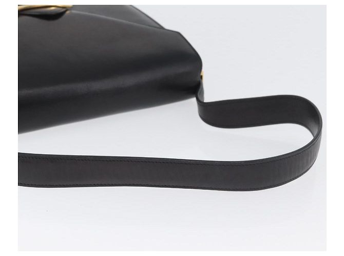 Borsa a spalla CÉLINE Carrozza in pelle nera e oro Auth BSZ366 Nero D'oro - vista 7