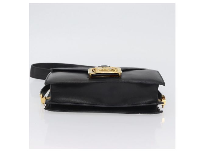 Borsa a spalla CÉLINE Carrozza in pelle nera e oro Auth BSZ366 Nero D'oro - vista 9
