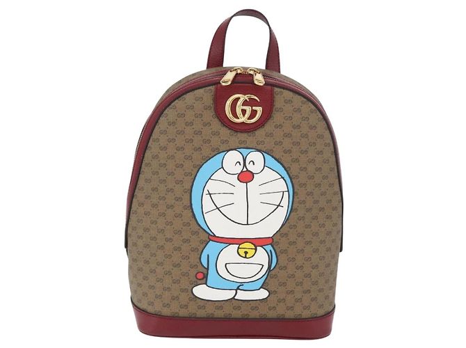 Gucci Zaino Doraemon Micro GG Supreme in PVC beige e oro 647816 Auth LNZ825SAM D'oro - vista 2