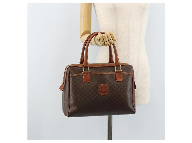 Céline Borsa a mano in tela Macadam CELINE in pelle PVC marrone oro Auth bs34013 D'oro - vista 25