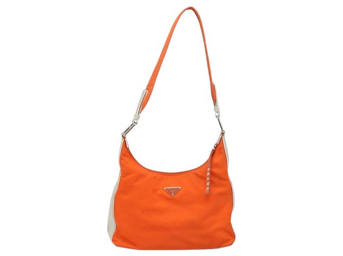 Borsa a Spalla PRADA in Nylon Arancione Argento Autentica ARZ293 - vista 13