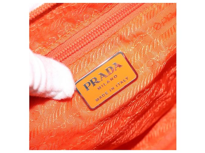 Borsa a Spalla PRADA in Nylon Arancione Argento Autentica ARZ293 - vista 19