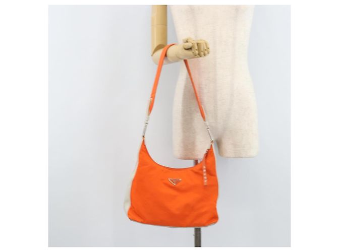 Borsa a Spalla PRADA in Nylon Arancione Argento Autentica ARZ293 - vista 24