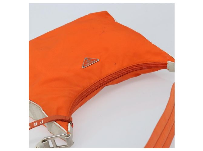Borsa a Spalla PRADA in Nylon Arancione Argento Autentica ARZ293 - vista 6