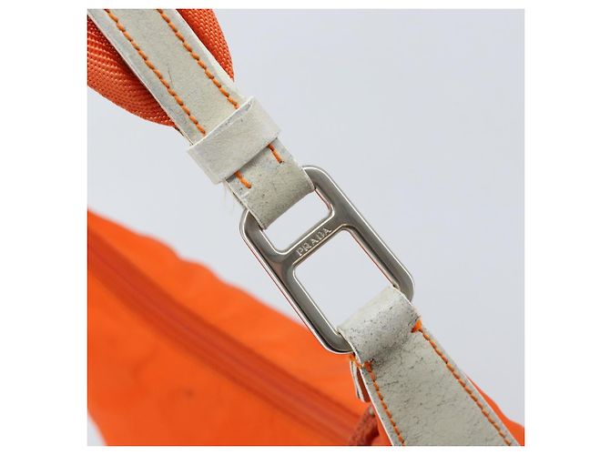 Borsa a Spalla PRADA in Nylon Arancione Argento Autentica ARZ293 - vista 9