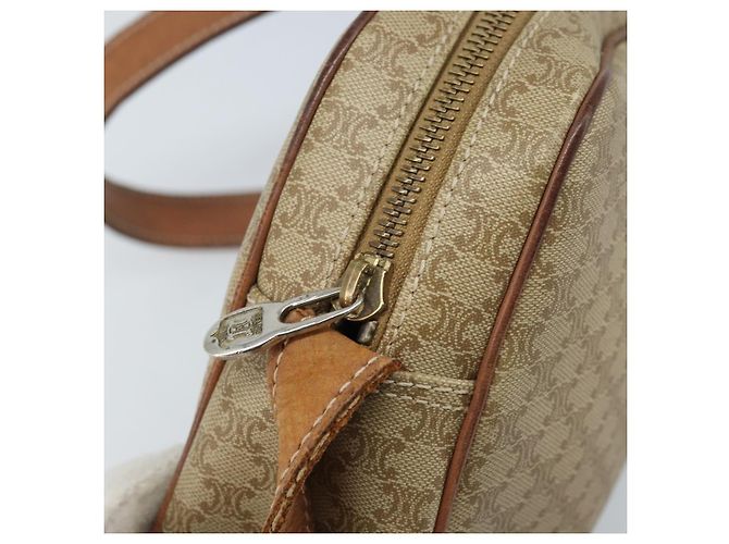 Céline Borsa a Spalla in Tela Macadam CELINE PVC Beige Oro Auth ARZ023 D'oro - vista 15