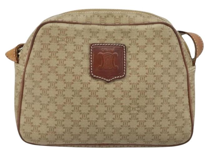 Céline Borsa a Spalla in Tela Macadam CELINE PVC Beige Oro Auth ARZ023 D'oro - vista 2