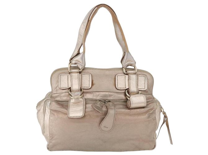 Chloé Borsa a Mano Chloe in Pelle Beige Oro Auth 174575 D'oro - vista 3