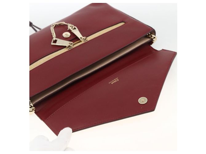 Chloé Borsa a spalla in pelle Chloe con catena rossa e oro Auth ka3046A Rosso D'oro - vista 14