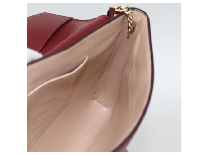 Chloé Borsa a spalla in pelle Chloe con catena rossa e oro Auth ka3046A Rosso D'oro - vista 17