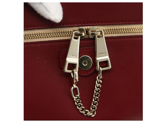 Chloé Borsa a spalla in pelle Chloe con catena rossa e oro Auth ka3046A Rosso D'oro - vista 20