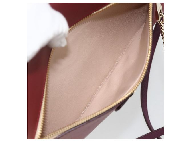 Chloé Borsa a spalla in pelle Chloe con catena rossa e oro Auth ka3046A Rosso D'oro - vista 21
