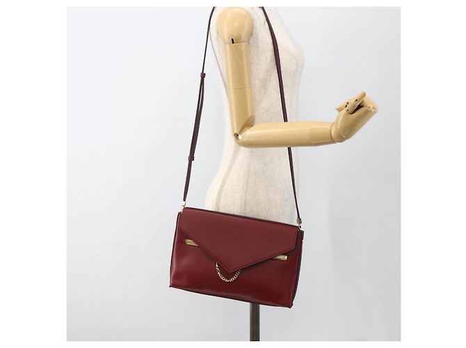 Chloé Borsa a spalla in pelle Chloe con catena rossa e oro Auth ka3046A Rosso D'oro - vista 23