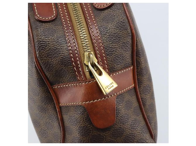 Céline CELINE Macadam Canvas Handtasche aus PVC-Leder in Braun und Gold Auth 174499 Golden - Ansicht 15