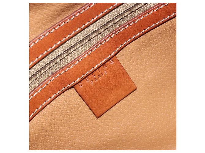 Céline CELINE Macadam Canvas Handtasche aus PVC-Leder in Braun und Gold Auth 174499 Golden - Ansicht 16