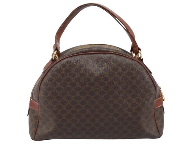 Céline CELINE Macadam Canvas Handtasche aus PVC-Leder in Braun und Gold Auth 174499 Golden - Ansicht 3
