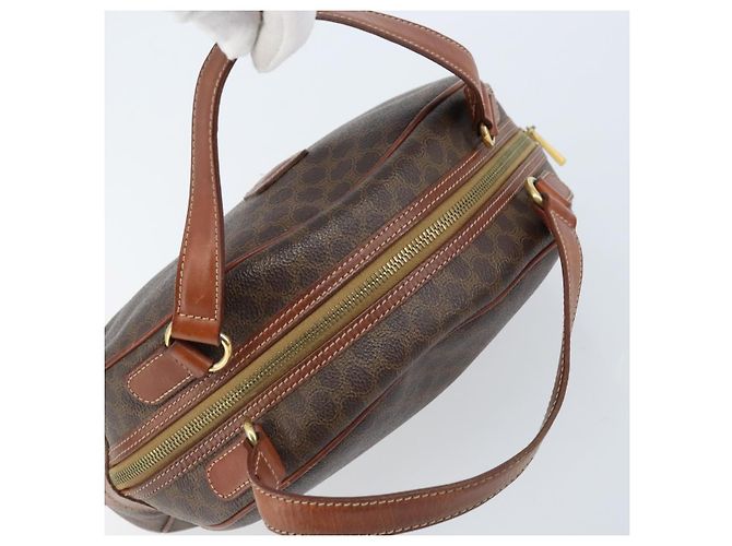 Céline CELINE Macadam Canvas Handtasche aus PVC-Leder in Braun und Gold Auth 174499 Golden - Ansicht 6