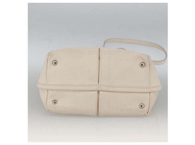 Borsa a mano in pelle Salvatore Ferragamo 2 in 1 Bianco Argento Auth ka3096A - vista 11