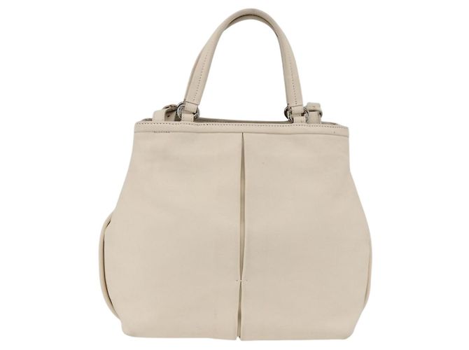 Borsa a mano in pelle Salvatore Ferragamo 2 in 1 Bianco Argento Auth ka3096A - vista 3