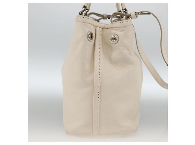 Borsa a mano in pelle Salvatore Ferragamo 2 in 1 Bianco Argento Auth ka3096A - vista 4