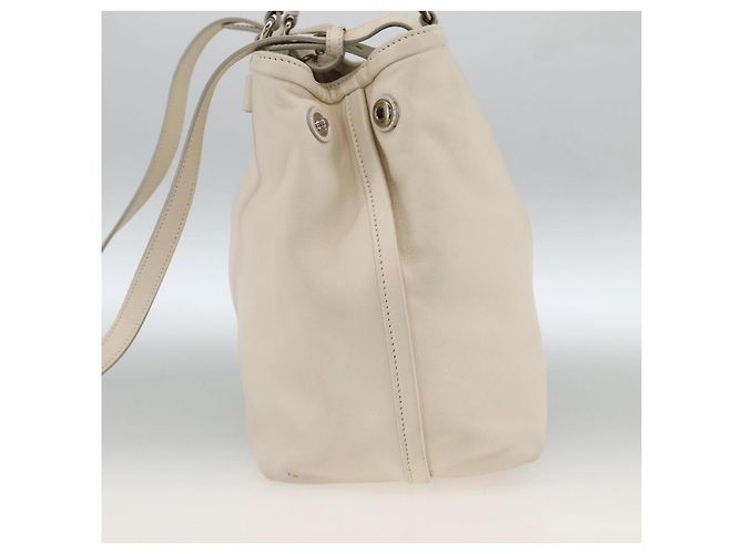 Borsa a mano in pelle Salvatore Ferragamo 2 in 1 Bianco Argento Auth ka3096A - vista 5