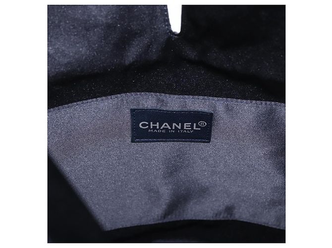 CHANEL Borsa a cordoncino Borsa in Raso Blu Navy CC Auth bs33901 - vista 16