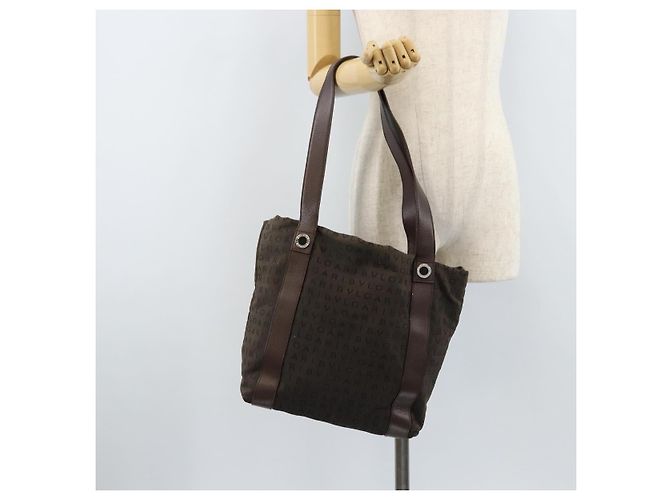 Bulgari BVLGARI Schultertasche aus Canvas Braun Silber Authentisch bs33988 - Ansicht 22