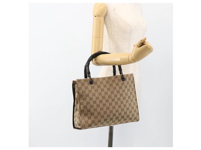 Borsa a mano GG Canvas Bamboo Gucci Nylon Beige Argento 002 1016 Auth BSZ113 - vista 24