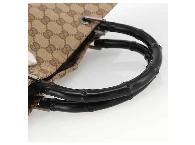 Borsa a mano GG Canvas Bamboo Gucci Nylon Beige Argento 002 1016 Auth BSZ113 - vista 7