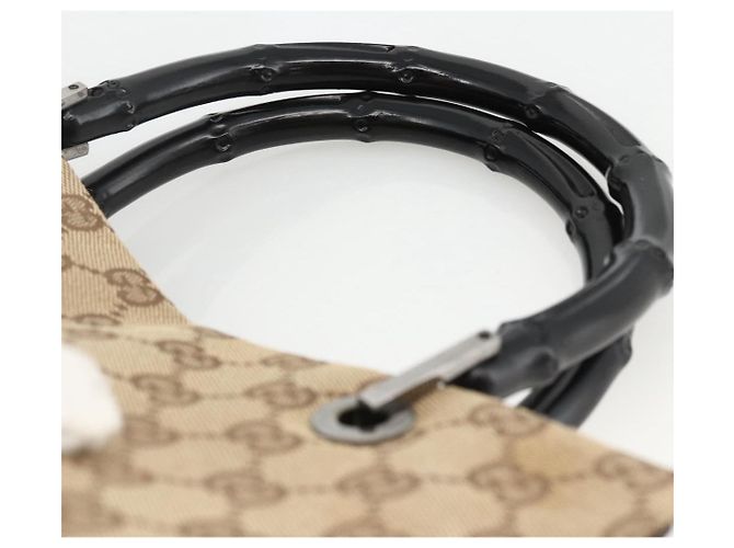 Borsa a mano GG Canvas Bamboo Gucci Nylon Beige Argento 002 1016 Auth BSZ113 - vista 8