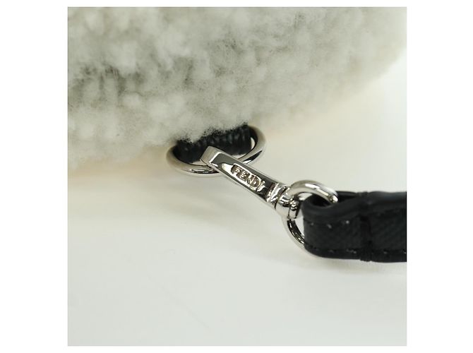 Borsa a Spalla FENDI Rice Ball Mouton Bianco Argento Auth ARZ384SM - vista 15