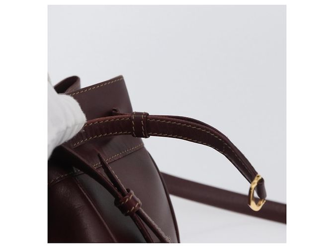 CARTIER Borsa a Spalla Must Line in Pelle Bordeaux Oro Auth BSZ197 D'oro Bordò - vista 14