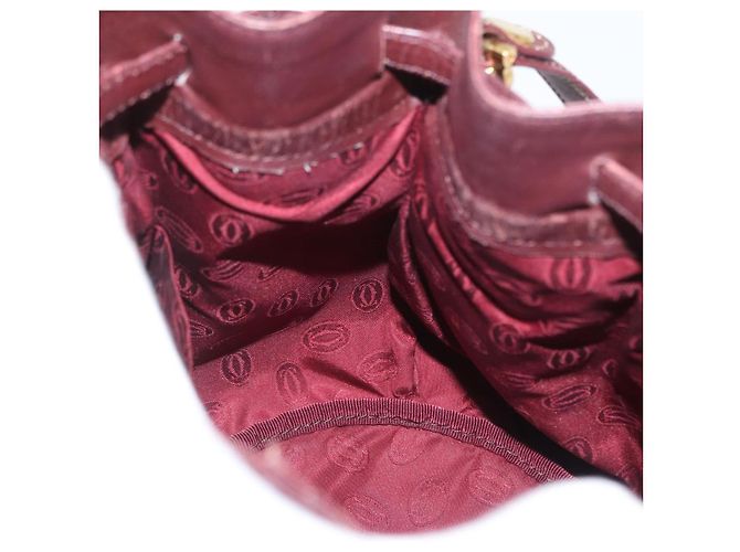 CARTIER Borsa a Spalla Must Line in Pelle Bordeaux Oro Auth BSZ197 D'oro Bordò - vista 17