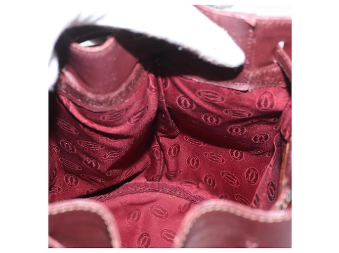 CARTIER Borsa a Spalla Must Line in Pelle Bordeaux Oro Auth BSZ197 D'oro Bordò - vista 18