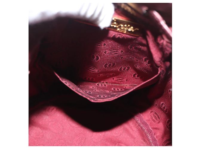 CARTIER Borsa a Spalla Must Line in Pelle Bordeaux Oro Auth BSZ197 D'oro Bordò - vista 19