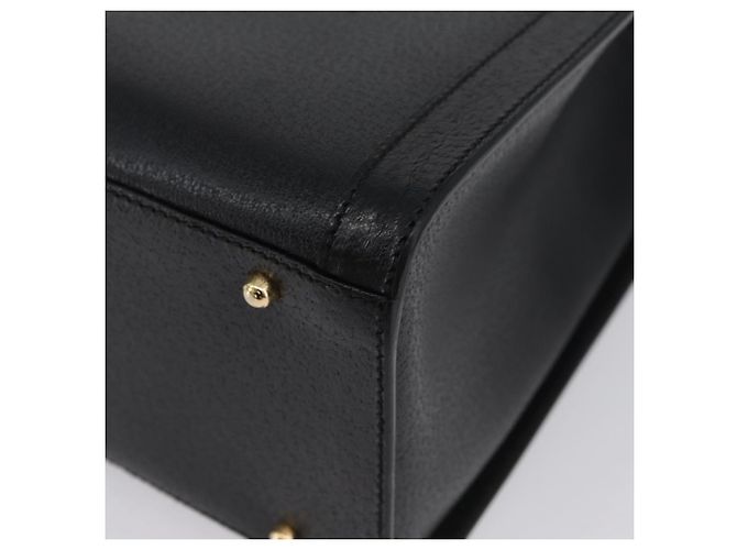 Borsa a mano in pelle Gucci Bamboo nera e oro 002 1186 0260 Auth ep13783 Nero D'oro - vista 11