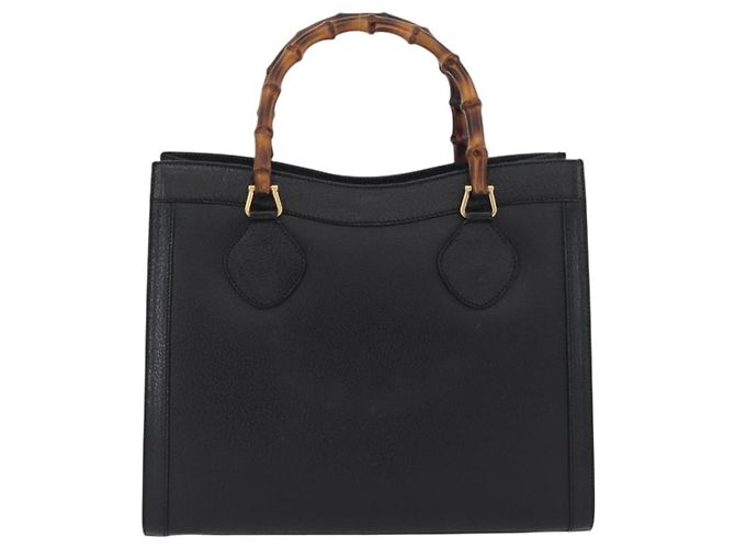Borsa a mano in pelle Gucci Bamboo nera e oro 002 1186 0260 Auth ep13783 Nero D'oro - vista 3