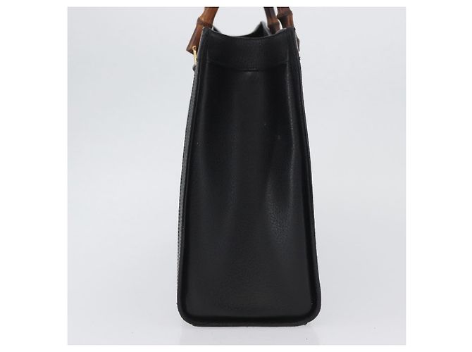 Borsa a mano in pelle Gucci Bamboo nera e oro 002 1186 0260 Auth ep13783 Nero D'oro - vista 5