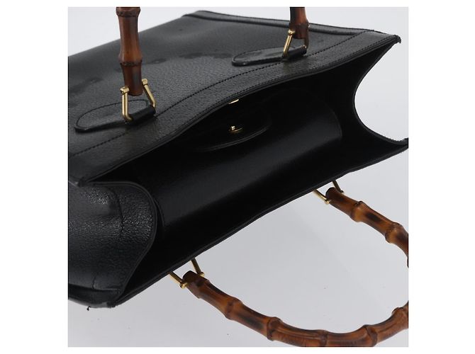 Borsa a mano in pelle Gucci Bamboo nera e oro 002 1186 0260 Auth ep13783 Nero D'oro - vista 6