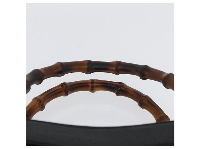 Borsa a mano in pelle Gucci Bamboo nera e oro 002 1186 0260 Auth ep13783 Nero D'oro - vista 8