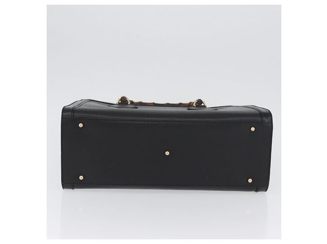 Borsa a mano in pelle Gucci Bamboo nera e oro 002 1186 0260 Auth ep13783 Nero D'oro - vista 9