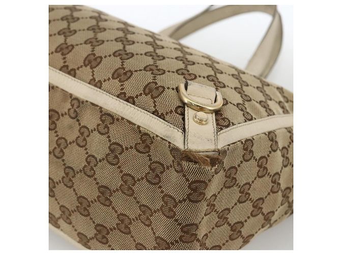 Borsa Tote Abbey GG Canvas Gucci Beige Oro 141472 Auth ARZ280 D'oro - vista 10