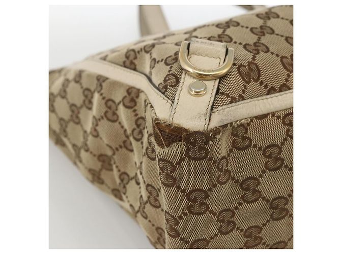 Borsa Tote Abbey GG Canvas Gucci Beige Oro 141472 Auth ARZ280 D'oro - vista 11