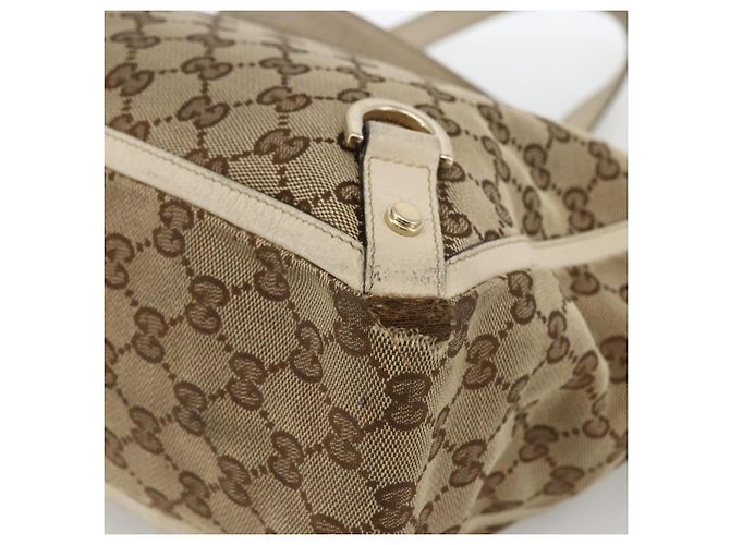 Borsa Tote Abbey GG Canvas Gucci Beige Oro 141472 Auth ARZ280 D'oro - vista 12