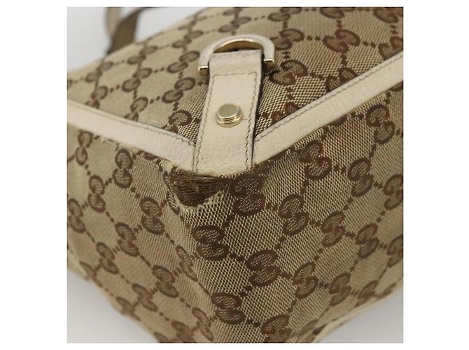 Borsa Tote Abbey GG Canvas Gucci Beige Oro 141472 Auth ARZ280 D'oro - vista 13