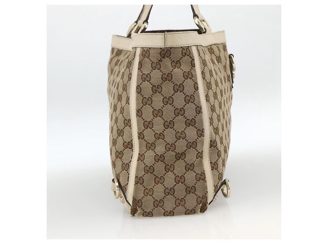 Borsa Tote Abbey GG Canvas Gucci Beige Oro 141472 Auth ARZ280 D'oro - vista 4