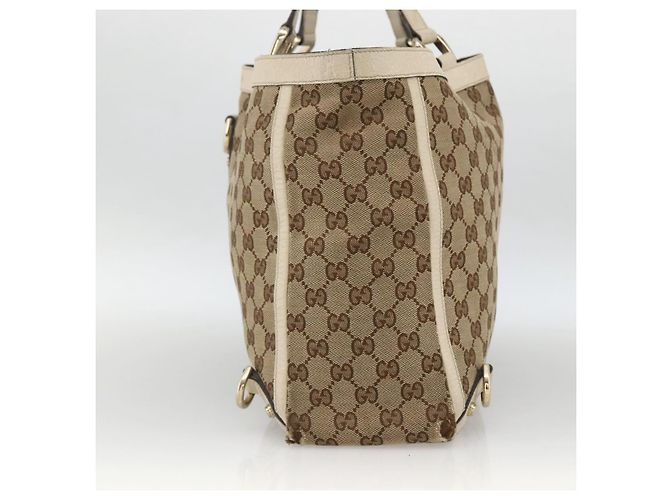 Borsa Tote Abbey GG Canvas Gucci Beige Oro 141472 Auth ARZ280 D'oro - vista 5