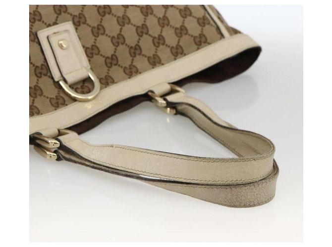 Borsa Tote Abbey GG Canvas Gucci Beige Oro 141472 Auth ARZ280 D'oro - vista 7